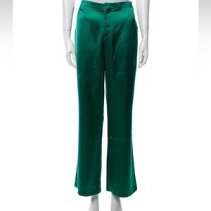 NWT Jason Wu Emerald Satin Trousers